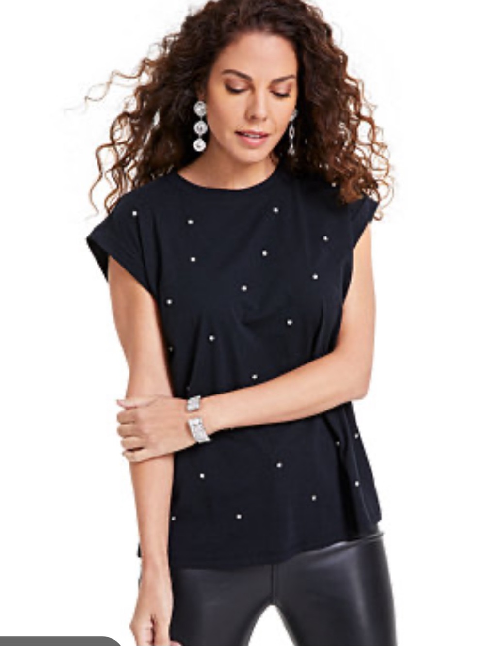 🌺INC Size‎ Medium Petite International Concepts Black Studded Women's Top